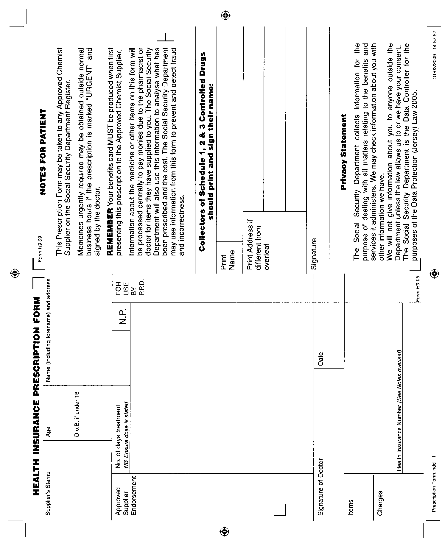 Form of prescription