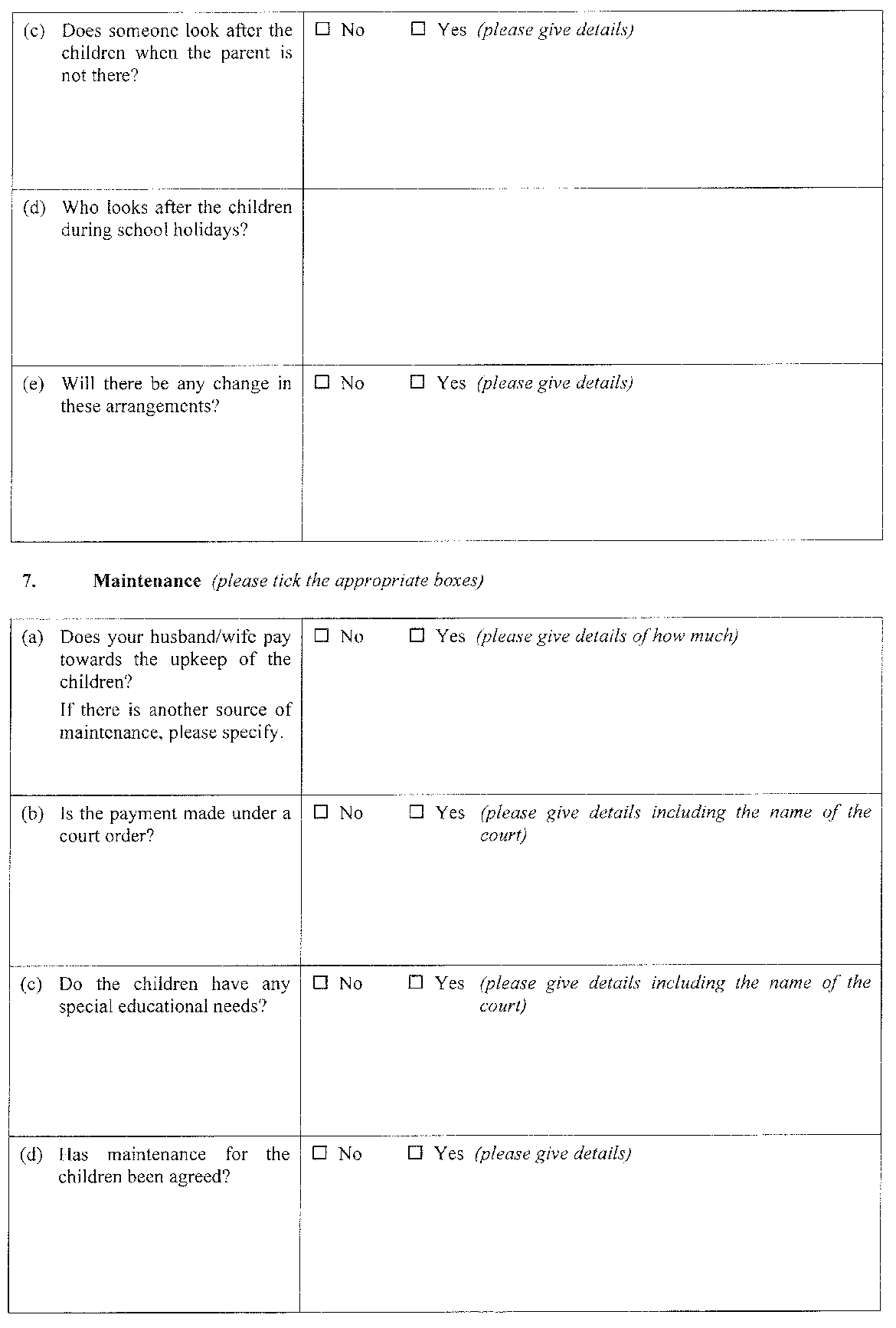 Form 5 - continued