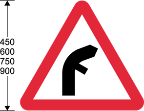 Red triangle with black bending line