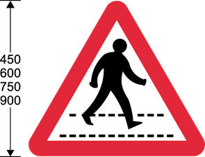 Red triangle with pedestrian crossing symbol