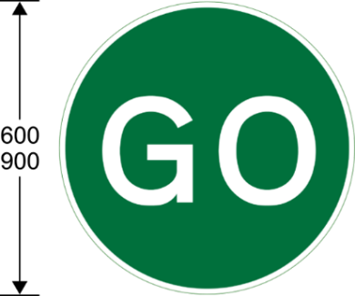 A green circle with 