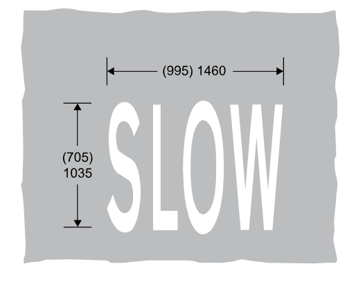 Grey background with white text showing Slow and dimensions